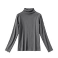 thumbnail image 2 of LUGOGNE Girls Tshirt Turtleneck Long Sleeve Thermal Undershirt Soft Comfortable Fall Winter Basic Tops Gray,11-12 Years, 2 of 6