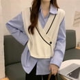 thumbnail image 5 of Clearance Sweater Vest for Women Sleeveless Top Colorblock Vest Loose Fit, 5 of 6