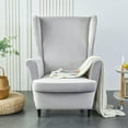 thumbnail image 2 of Wing Chair Slipcovers, 2 Piece Stretch Wingback Chair Cover Soft Velvet Armchair Covers with Elastic Bottom for Living Room Bedroom, 2 of 6