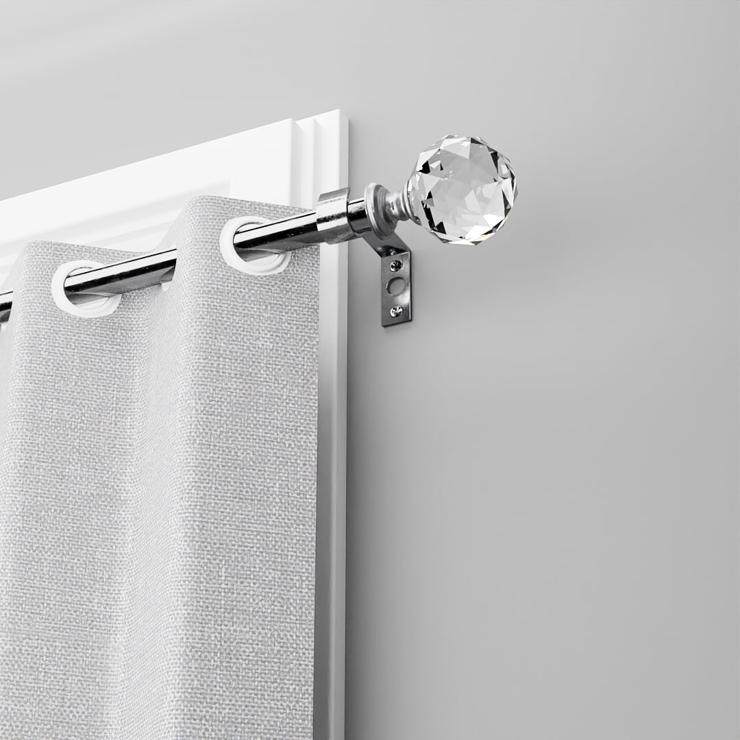 2 Pack 3/4 Inch Diameter Adjustable Curtain Metal Rod with Round Clear Acrylic Ball Finials，28 to 48 Inch