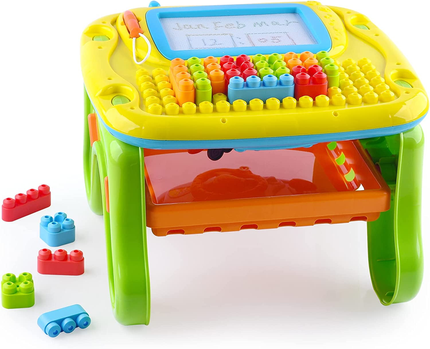 Baby Activity Table&Learing Table,7-in-1 Multi Kids Activity Table Set  Early Education Toy,Musical Table&Block Table, Toys for Toddlers Infants  Kids 1 2 3 Year Olds Boys Girls Gifts 