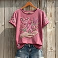 thumbnail image 2 of Mfakffe Breast Cancer Shirts for Women Breast Cancer Awareness Crew Neck Short Sleeve T-Shirt Floral Pink Ribbon Embroidery Print Casual Loose Tee, 2 of 5