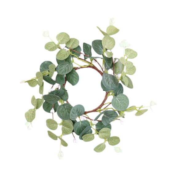 Artificial Green Leaves Spring Wreath, Small Floral Spring Wreath, Weatherproof Decor for Indoor Outdoor Home Wall Garden Front Door Candlestick Party Use