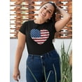 thumbnail image 3 of American Heart Flag Shirt - USA Patriotic 4th of July Women's Plus Size T-Shirt - Comfortable, Casual and Stylish - Perfect for Independence Day Celebrations - 2X (18/20) Black, 3 of 5