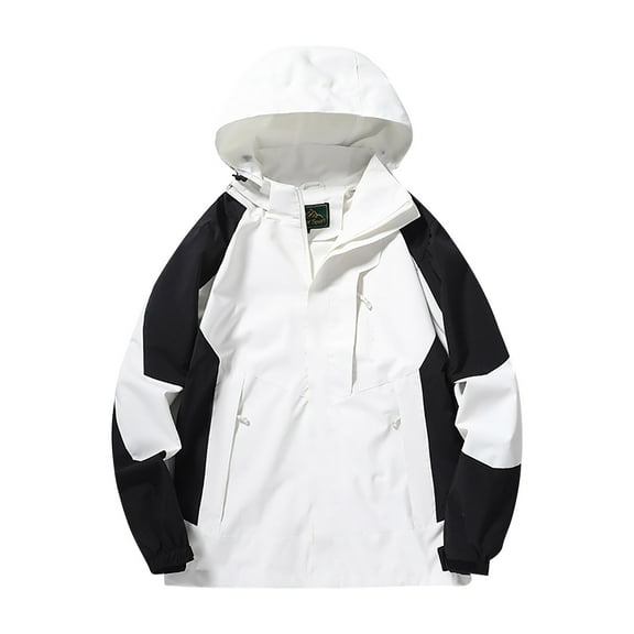 KeShDi Winter Jackets for Men Men's Outdoor Windproof and Waterproof Long Sleeved Hooded Workwear Jacket Jacket White 5X
