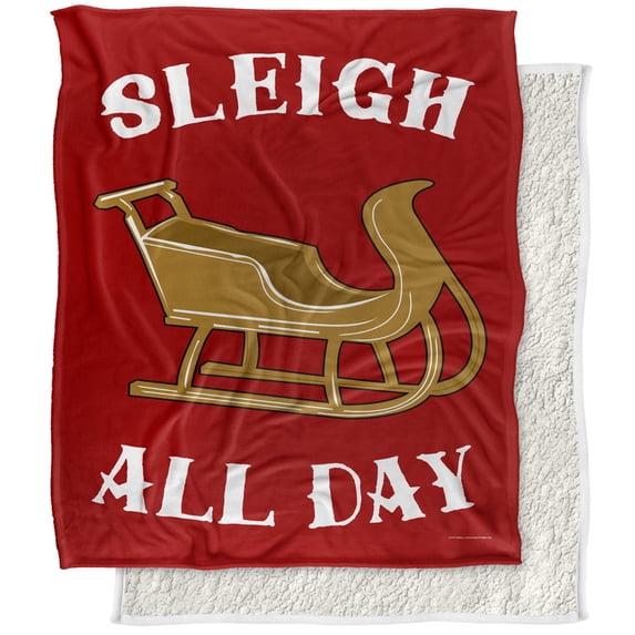 bCreative - LCT Creative Blanket, 50'x60' Sleigh All Day Silky Touch Sherpa Back Super Soft Throw Blanket