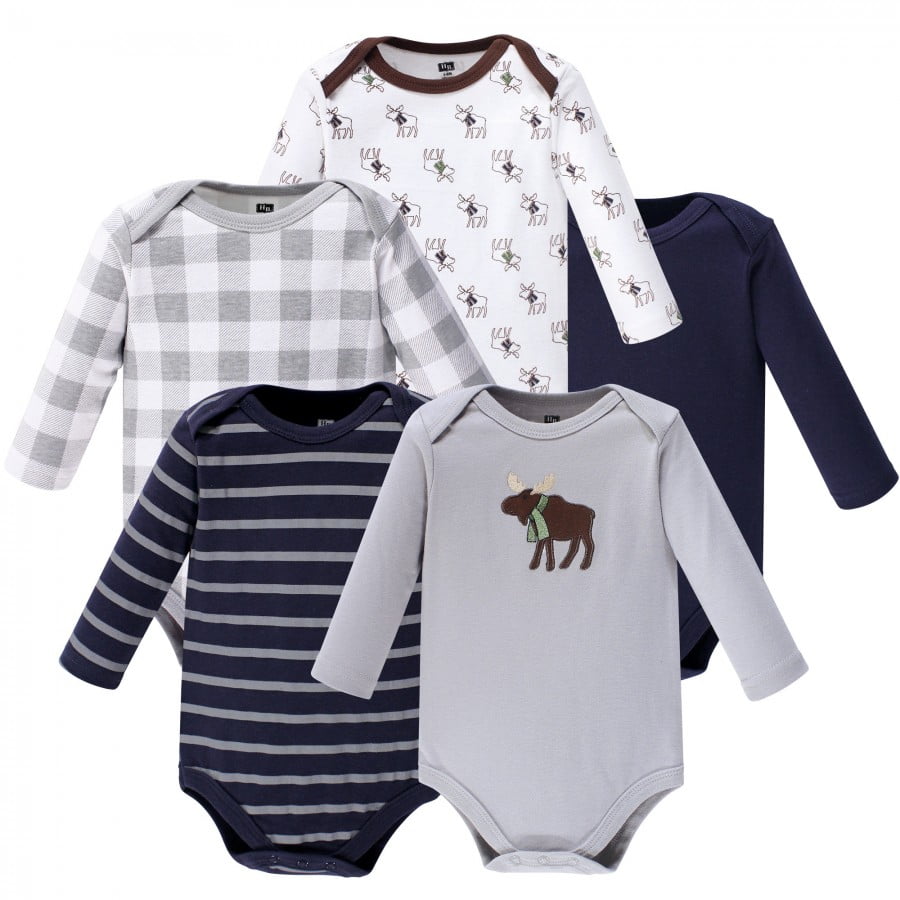 Hudson Baby Hudson Baby Infant Boy Cotton LongSleeve Bodysuits 5pk