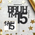 thumbnail image 2 of Cake Topper Penitue Brush I'm 15 Black Glitter Birthday, 2 of 7