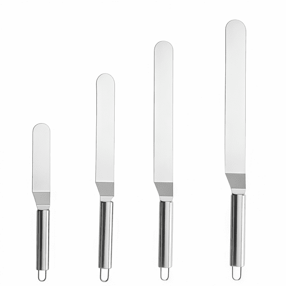 4PCS Thick Stainless Steel Offset Spatula with Scale and Wooden Handle