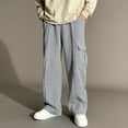 thumbnail image 1 of Pantalones largos para niños, de color liso, con cintura elástica y bolsillos laterales, ajustados, deportivos, largos, de poliéster., 1 of 8