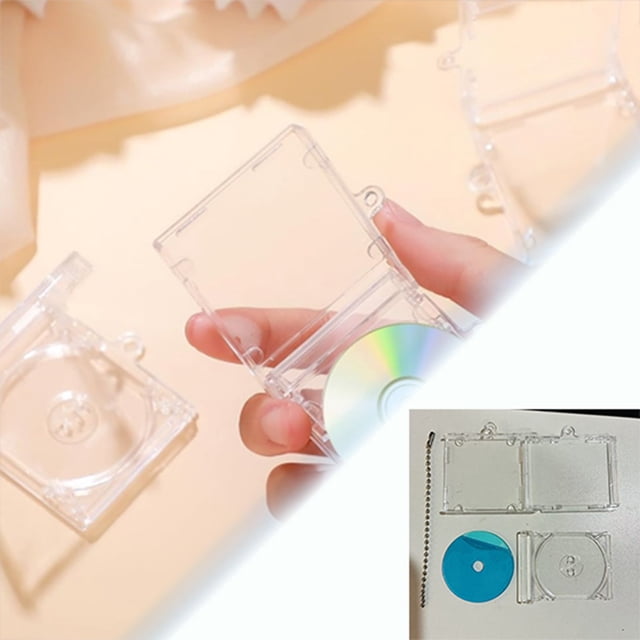 Tong Keychain Photo Album Transparent Clear DVD Large Of DVD Jewelry Keychains Blank Music Compact Disc Holder Keychain Pendant