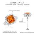 thumbnail image 6 of Rosec Jewels Certified Lab Grown Orange Sapphire Asscher Cut Engagement Ring with Halo - AAAA Quality - with Jewelry Box, 10K White Gold, US 12.50, 6 of 7