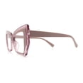 thumbnail image 6 of Womens Oversized Thick Squared Cat Eye Clear Lens Fashion Eyeglasses Beige, 6 of 8