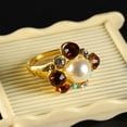 thumbnail image 4 of QQTDFG 18K Yellow Gold Filled Women Pearl Crystal Ring Rings Men Rings Lovers Gift J027-7, 4 of 4