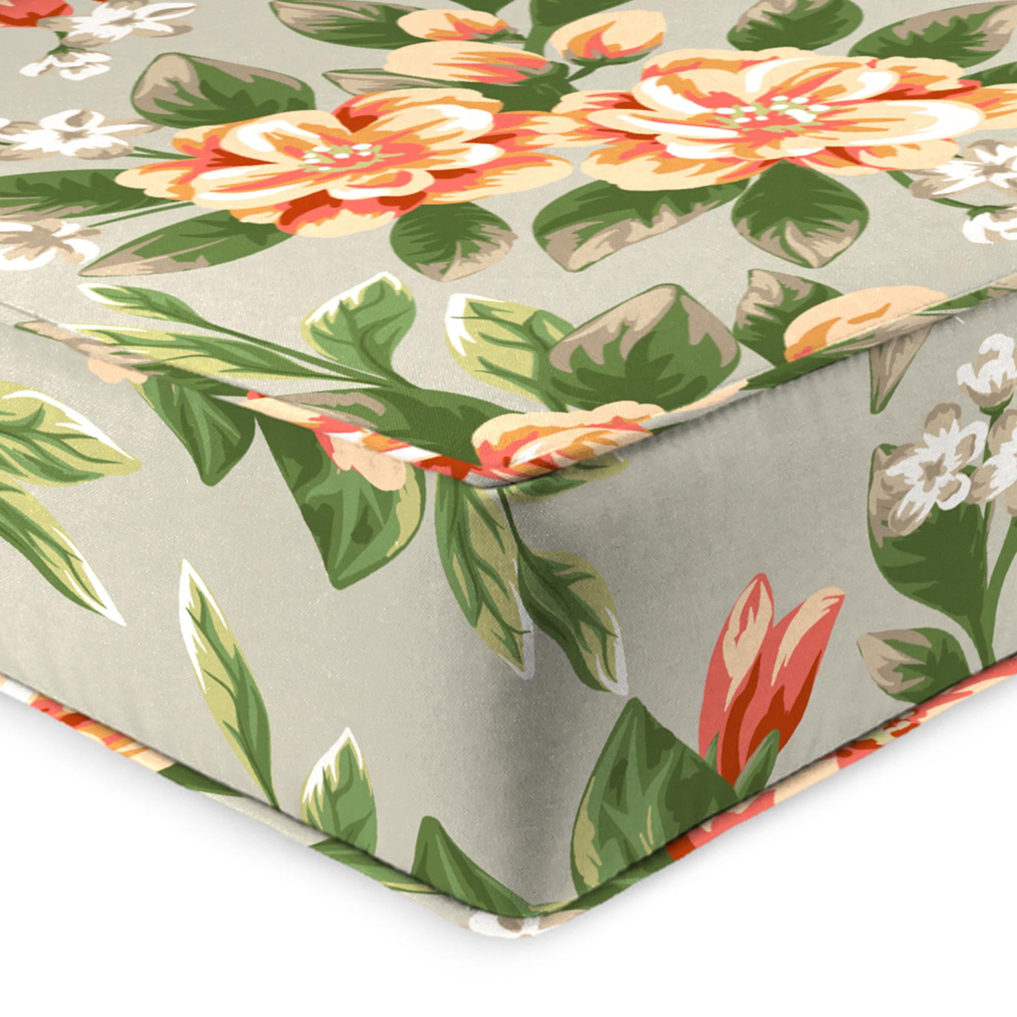 Jordan Manufacturing 46.5" x 24" Tori Cedar Grey Floral Rectangular Outdoor Deep Seat Chair Cushion Set with Welt