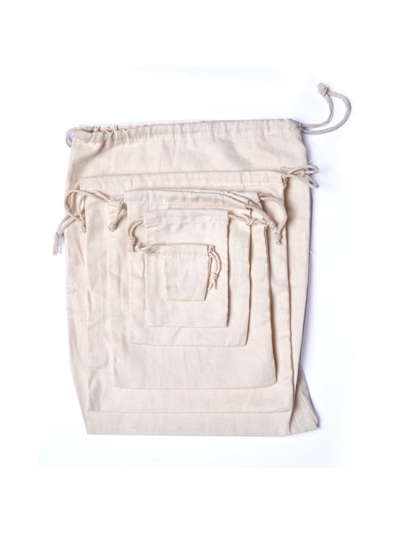 3x4 Inches Reusable Eco-Friendly Double Drawstring Cotton CANVAS Bags Natural Color