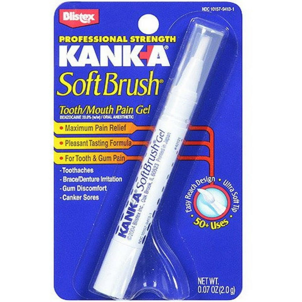 Kank-A Soft Brush Tooth/Mouth Pain Gel Professional Strength 0.07 oz ...