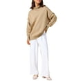 thumbnail image 2 of INSPIRE CHIC Women Pullover Sweaters Long Sleeve Mock Neck Loose Oversized Casual Sweater Tops 2025 2XL Khaki, 2 of 6