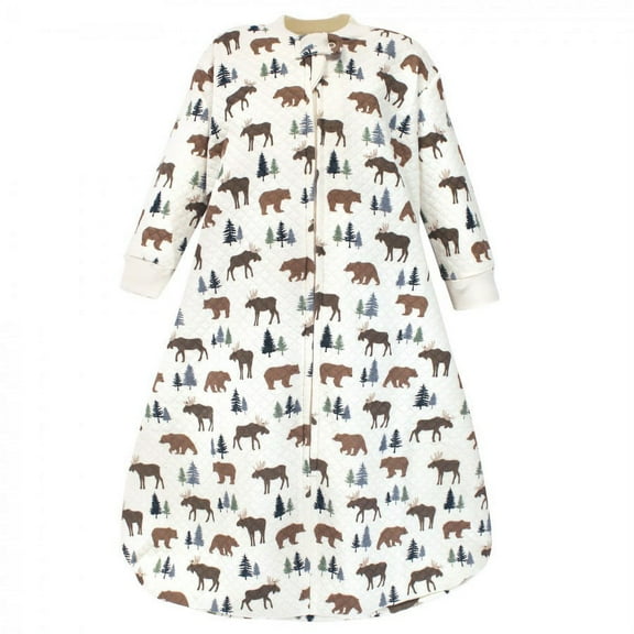 Hudson Baby Infant Boy Premium Quilted Long Sleeve Sleeping Bag and Wearable Blanket, Moose Bear, 0-6 Months