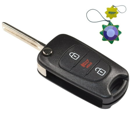 Double Key Fob HQRP Remote Flip Folding Key Fob Shell Case Keyless Entry w/3 Buttons for Kia Soul 2010 2011 2012 2013 + HQRP UV Meter ()