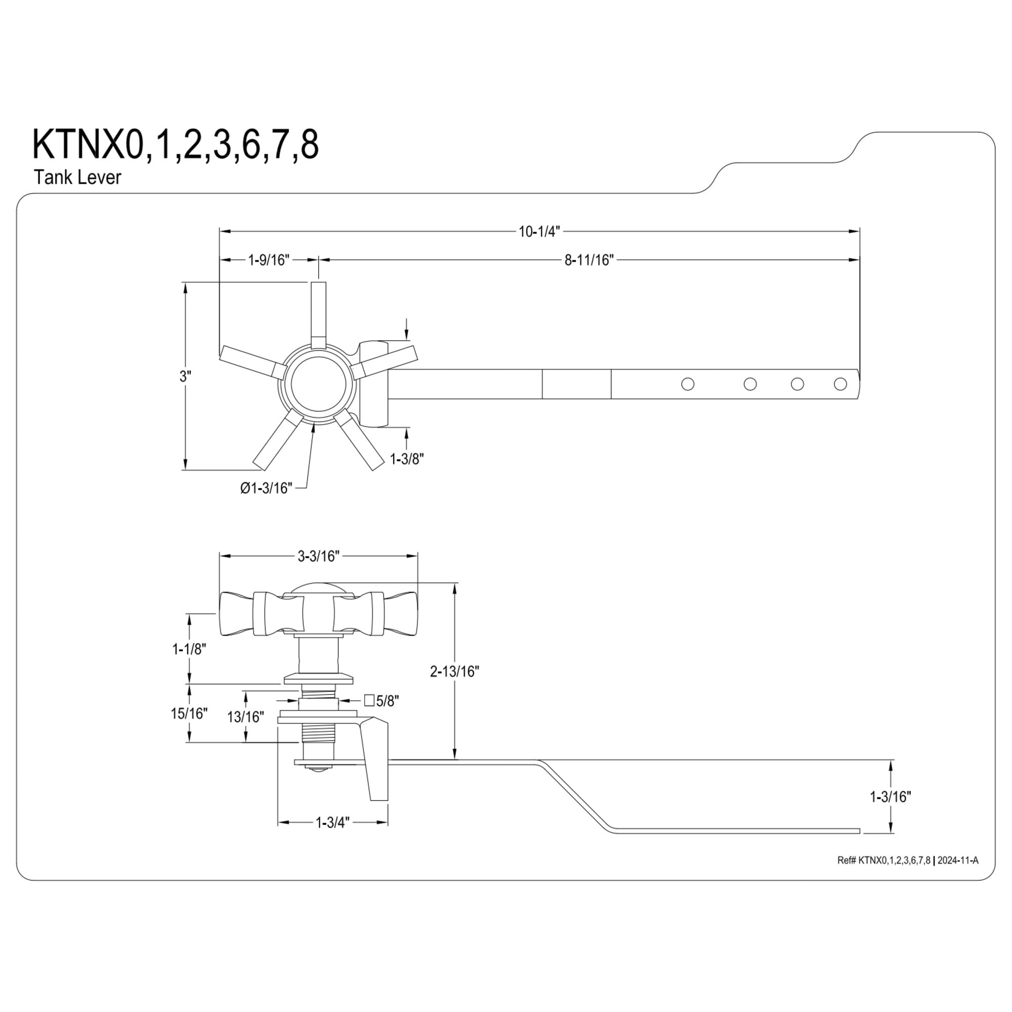 Kingston Brass KTNX2 Hamilton Front Mount Toilet Tank Lever in Polished Brass