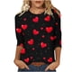 thumbnail image 5 of TaTaai Women's Valentine Heart Print 3/4 Sleeve Round Neck Loose T-Shirt, Valentine's Day Gift, Casual Daily Home Work Top Gift, 5 of 5