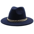 thumbnail image 1 of Hat Big Chain Wide Brim Autumn Winter Sun Protection All Match Felt Cap for Daily Wear, 1 of 10