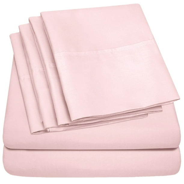 Juego de sábanas Sweet Home Collection Queen rosa pálido, 6 piezas