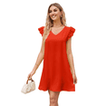 thumbnail image 1 of Robes d'Été pour Femmes Col en V Manches Courtes Robe Mini Décontractée Couleur Orange m, 1 of 8