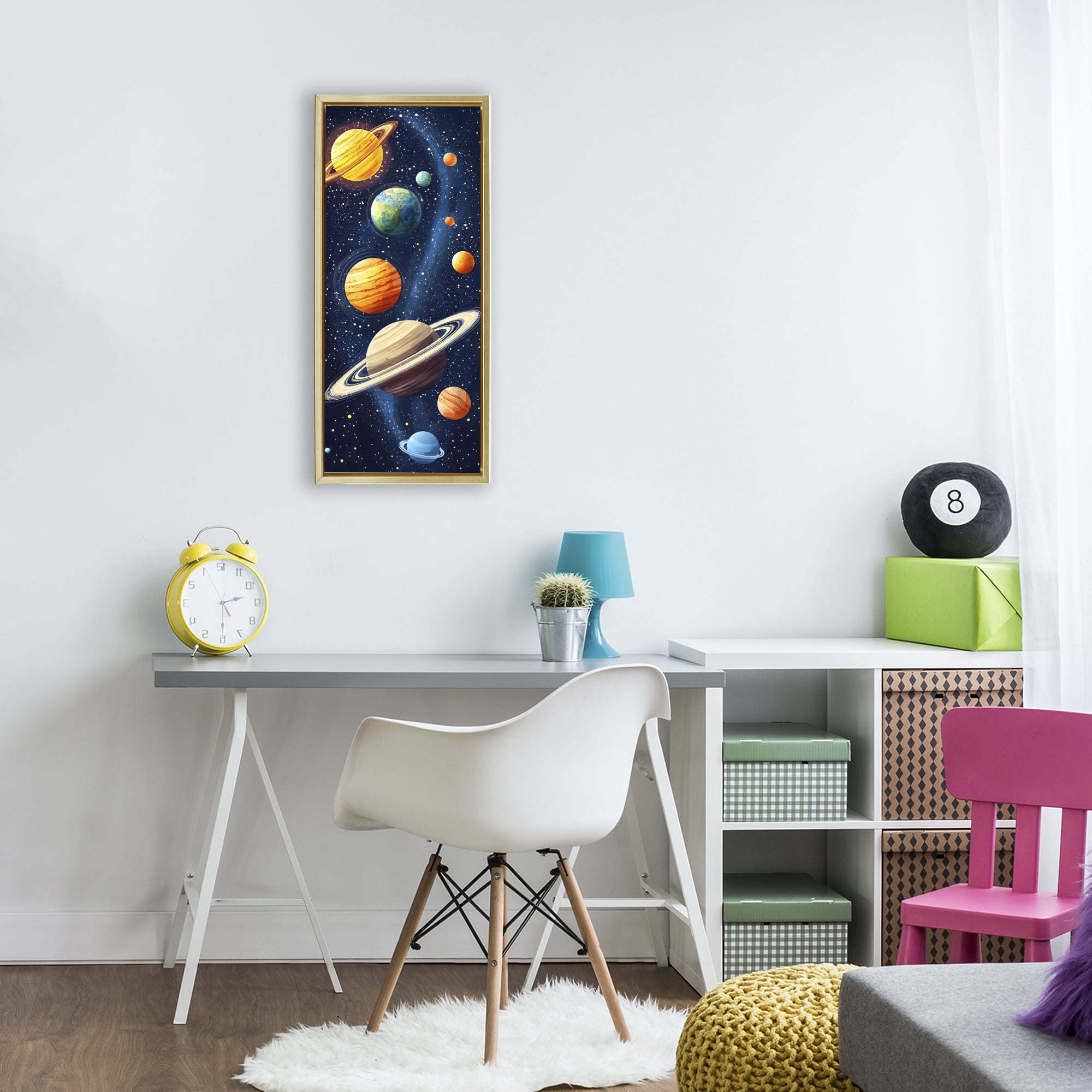 Stupell Industries Galaxy Swirl Planetary Orbit Gold Framed Floater Canvas Wall Art, design by Creative Studio