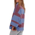 thumbnail image 5 of hxobax Womens Oversized Striped Sweatshirt Half Zip Collar Pullover Tops Quilted Preppy Y2K Clothes, 5 of 6