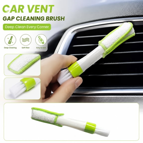 Car Supplies, Car Vent, Car Brush Interior, Crevice Tool, 7X2 Inch Handheld Dual-Ended Detail Brush with Stiff Bristles and Microfiber Attachment, Fits for Car Air Vent, Air Vent
