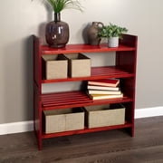 Wood 2 Tier Storage Rack Red Mahogany Finish