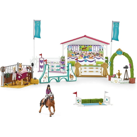 Schleich - Horse Club: Friendship Horse Tournament with Arabian & Trakehner Mare & Accessories, 86 Pcs