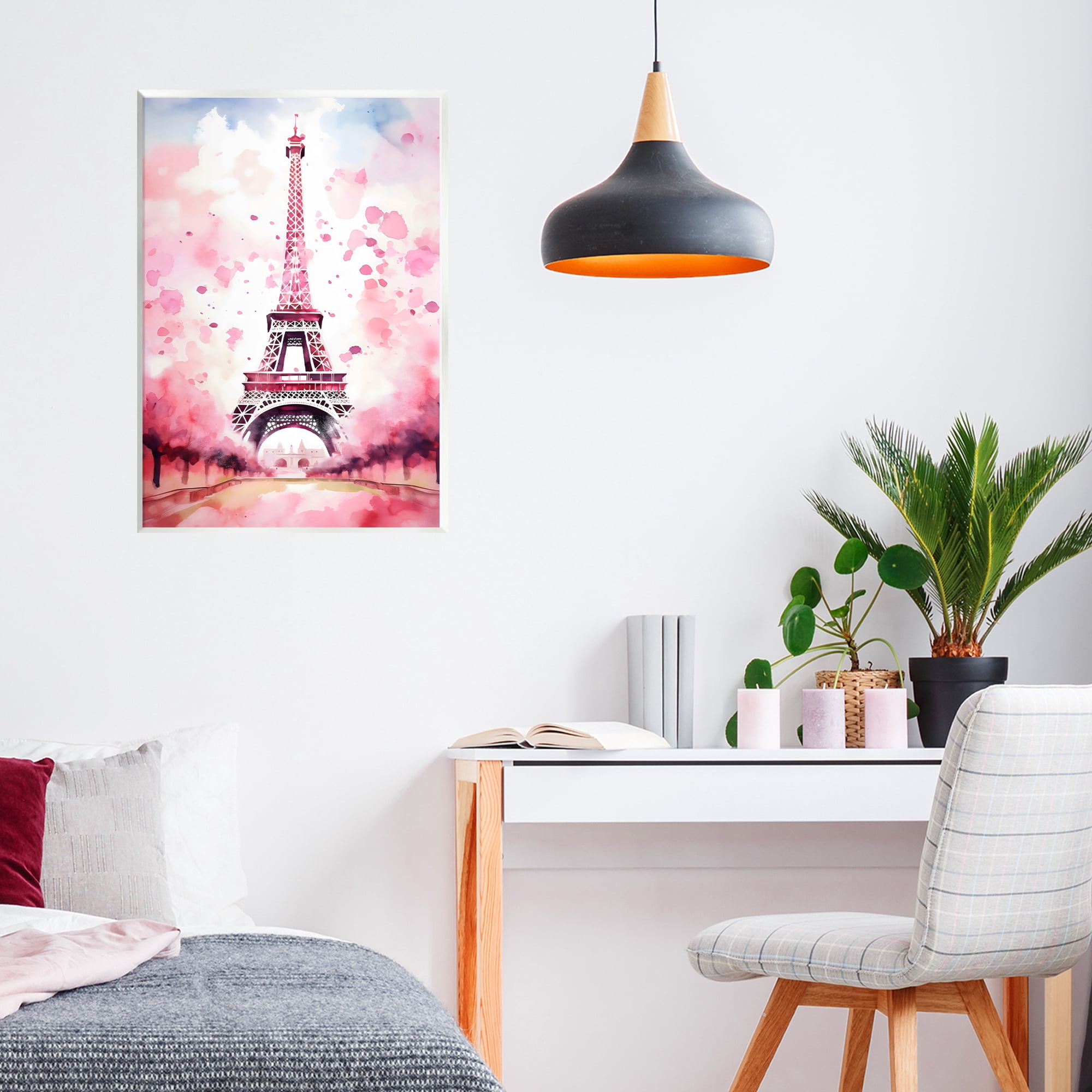 Stupell Industries Blush Watercolor Eiffel Tower Wall Plaque Art, design by Creative Studio