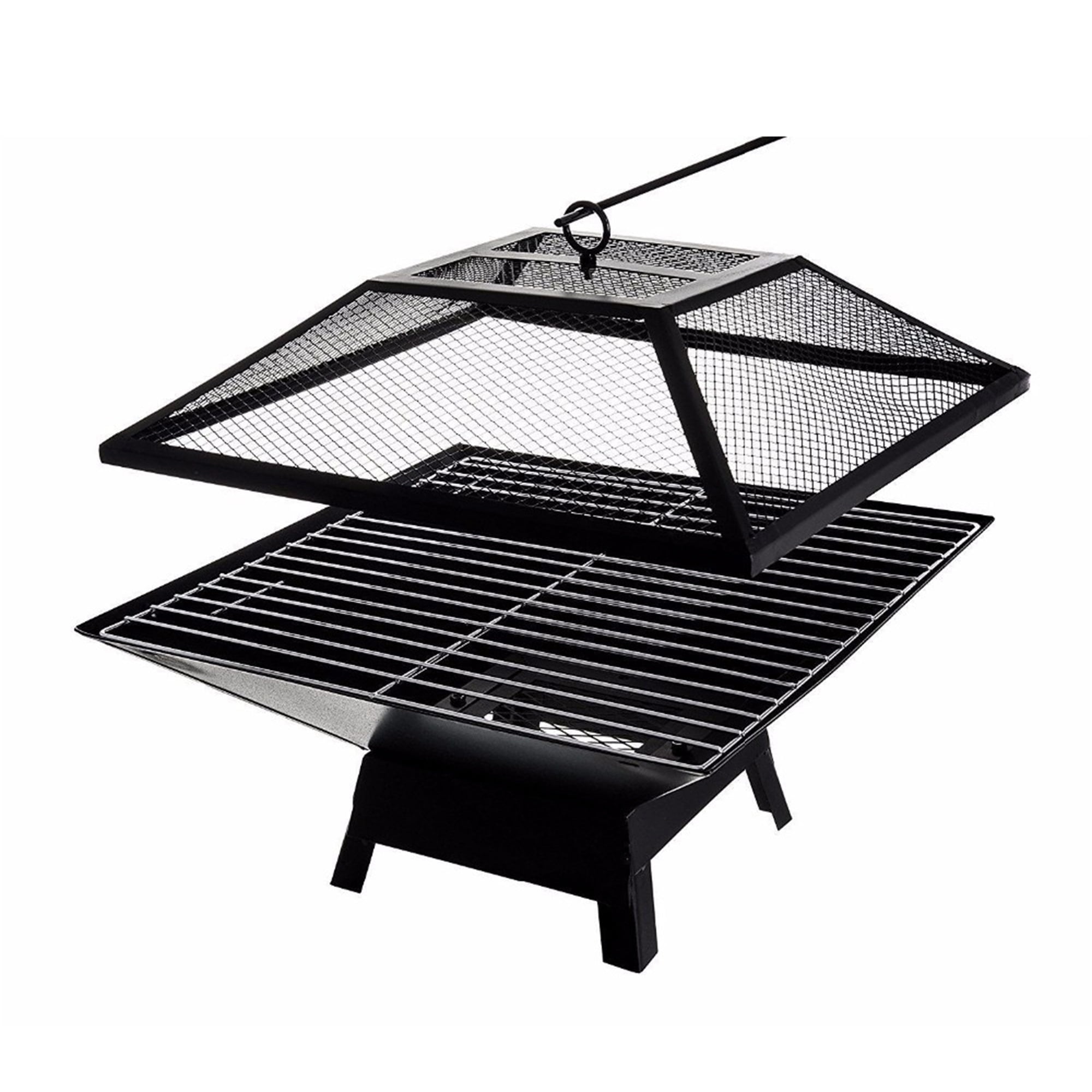 Spaco 29 inch Square Fire Pit for Outside Portable Wood Small Bowl for with Spark Screen, Fireplace Poker, Spaco 29 inch Square Fire Pit for Outside Portable Wood Small Bowl for with Spark Screen, Fireplace Poker,