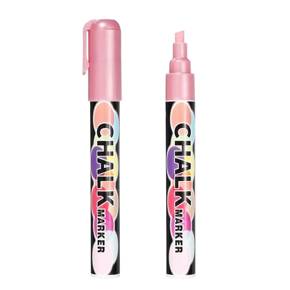 Uxcell Liquid Chalk Markers 6mm, 2 Pcs Chalkboard Markers, Dry Erase Chalk Pens with Reversible Tip for Chalkboard, Rose Gold