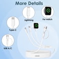thumbnail image 2 of 3-in-2 Multi charging cable compatible with iWatch Ultra/SE/Series 10/9/8/7/6/5/4/3/2/1 & iPhone 16/15/14/13/12, Galaxy S25/S24 （5FT/1.5M）Portable Travel Charging Cord, 2 of 7