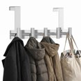 thumbnail image 6 of Over The Door Hook Stainless Steel No Drill Door Hanger Clothes Hook with Non Slip Pad for Bathroom Bedroom Closet,Silver, 6 of 11