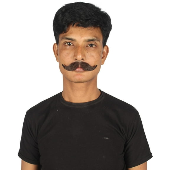 HPO Adult Men's Fake Imperial Human Hair Mustache | Dark Brown Color