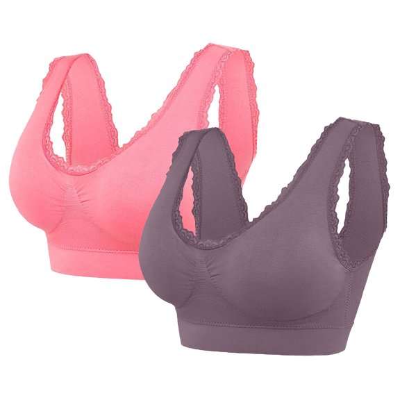 Cavosen Comfortable Bra Lace Wireless Bras Push Up Solid Stretch Bralettes Wide Straps Breathable Tshirt Casual Underwear