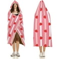 thumbnail image 3 of Cloak Hooded Blankets Pink Strawberry Wearable Blanket for Adults Kids for Bed Sofa Bedding, 3 of 6