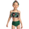 thumbnail image 5 of Aayomet Girls Bathing Suits Bikini Swimwear Little Bathing Two 212Y Girls Floral Beach Toddler Ruffles Swimsuit Wear Pieces Kids,Green 4-5 Years, 5 of 5