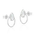 thumbnail image 2 of AeraVida Cute Minimalist Teardrops White Mother of Pearl Inlay Sterling Silver Circle Stud Beach Earrings Accessories for Women, 2 of 5