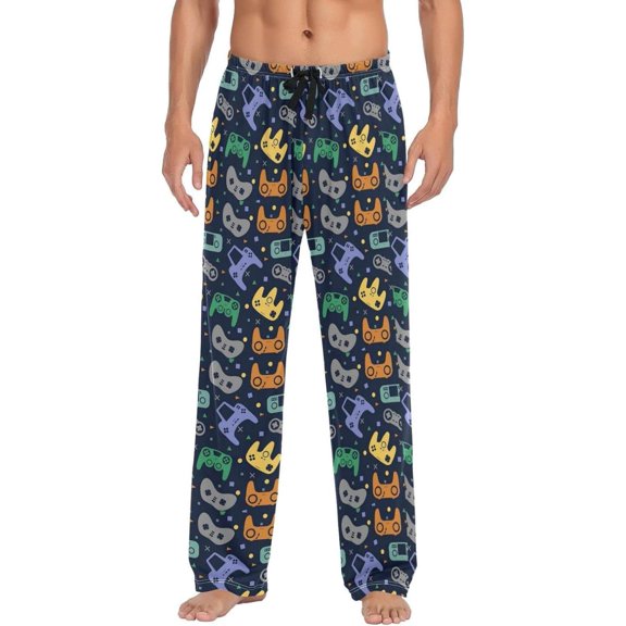 GZHJMY Gamepad Pajama Pants for Men, Lounge Pants Lightweight Men Pajama Bottoms with Drawstring Pockets, Christmas New Year Birthday Gifts, X-Large