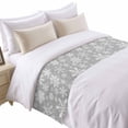 thumbnail image 2 of Bed Runner Scarf for Cal.King Size Bed, Grey Christmas Beds Scarf Throws for Foot of Bedding, Xmas Snowflake White Decorative Beds Runners for Bedroom Guestroom, 102"x20", 2 of 8