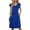 Blue, variant on Fantaslook Women Summer Dresses V Neck Ruffle Sleeve Casual Flowy Sundresses Button Floral Midi Dress with Pockets