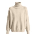 thumbnail image 3 of HOSIA Turtleneck Sweater for Women Oversized Knit Pullover Tops Long Sleeve Drop Shoulder Jumper Soft Cozy Fall Fashion Must Haves Business Casual Work Travel Vacation Teacher Outfits Beige M, 3 of 4