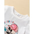 thumbnail image 4 of Bagilaanoe 4th of July Clothes for Toddler Baby Girl Short Sleeve Letter Print T-Shirts Tops + Floral Flare Trousers 12M 18M 24M 3T 4T 5T Kids Independence Day Outfits 2pcs Long Pants Set, 4 of 9