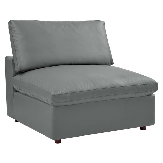 Modway Commix Down Filled Overstuffed Vegan Leather Armless Chair in Gray